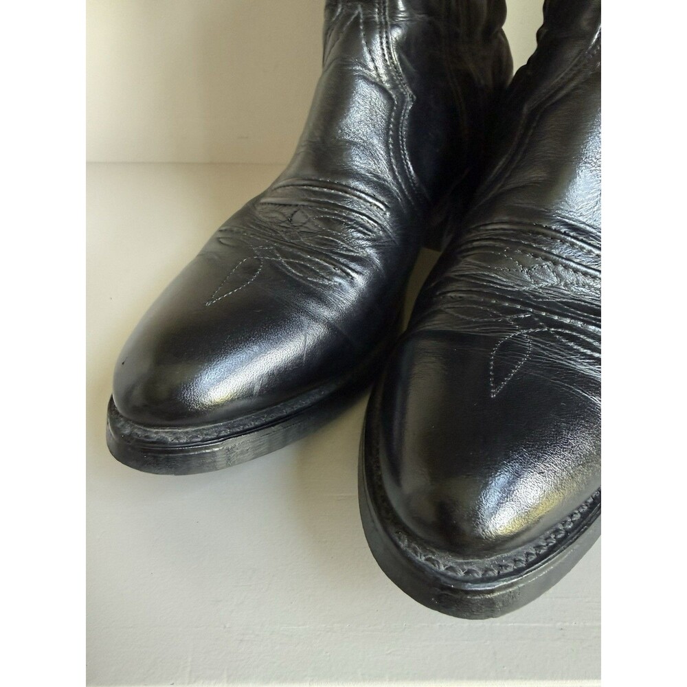 Abilene Sage Zip Up Black Leather Ankle Boots Mens 8.5 D Western Cowboy 3151 - Picture 2 of 8